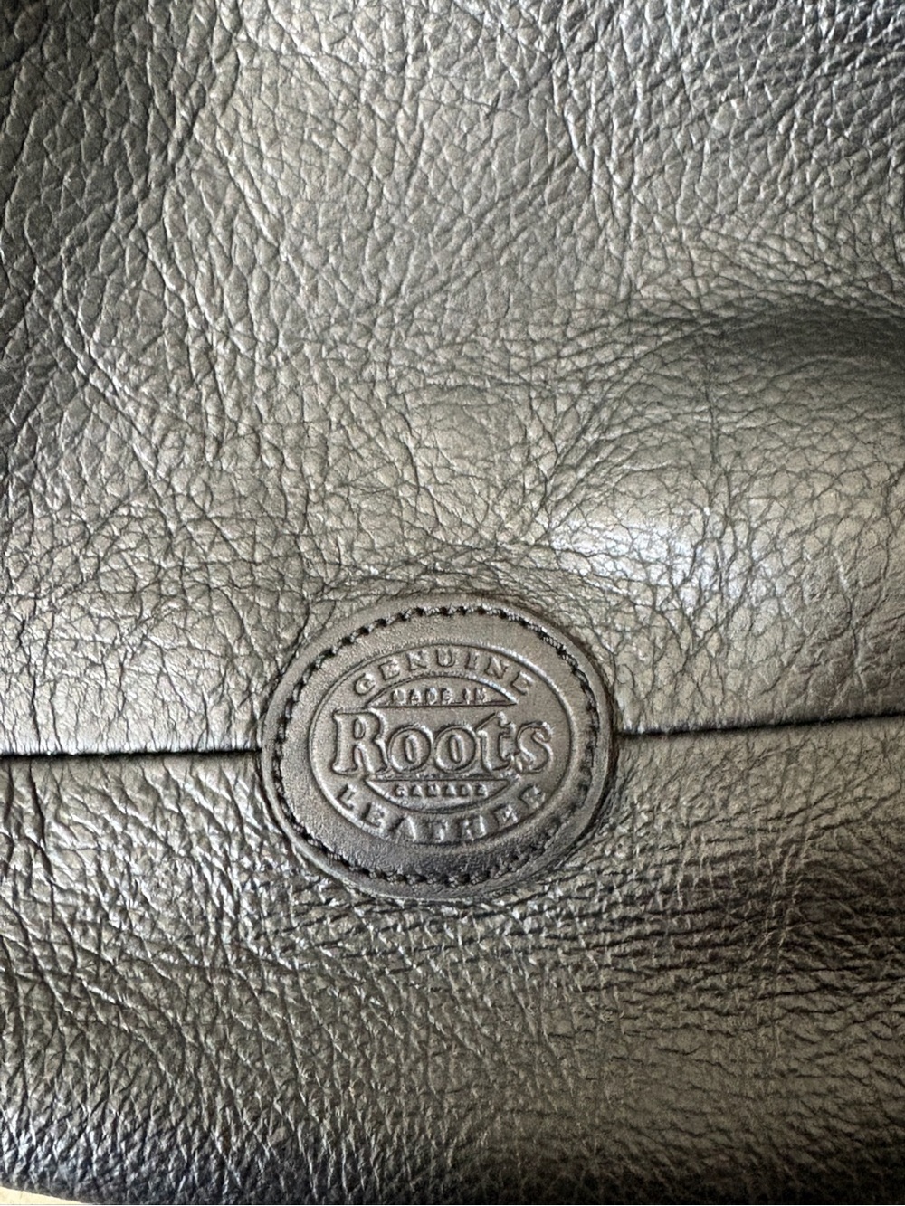 Roots Canada Black Leather Market Tote Bag Made In Canada Raw Edge - Picture 6 of 9